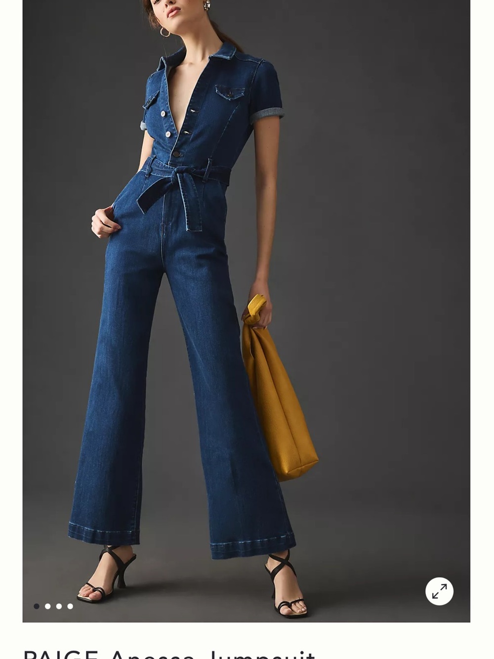 PAIGE (Anthropologie) ‘Anessa’ Denim Wide-Leg Jumpsuit with Self Tie